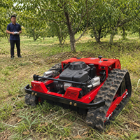 Tondeuse robotisée pour gazon 200m avec coupe de 550mm, moteur essence 224cc et réglage de hauteur à distance pour l'entretien des gazons et des herbes infestantes des parcs