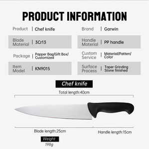 سكين تقطيع عظم احترافي 10 بوصات من الفولاذ المقاوم للصدأ 3CR13 بمقبض بلاستيكي، مناسب لليد اليمنى واليسرى، تشطيب عالي اللمعان، آمن للغسل في غسالة الأطباق - Product Image 2