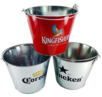 Seau à glace en métal galvanisé mat personnalisé de 5 L, seau en tôle pour la bière