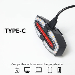 Feu arrière de vélo à 6 modes avec télécommande sans fil, feu arrière clignotant LED, chargement de type C, pour le cyclisme, étanche IPX4 - Product Image 5