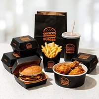 Caja Plegable para Hamburguesas y Papas Fritas, de Cartón Corrugado Biodegradable y Ecológico, con Laminado Mate y Logotipo Personalizado, para Empaque de Comida Rápida