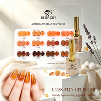 Kit de vernis à ongles d'automne professionnel, vernis gel translucides effet gelée pour manucure en salon, kit de nail art UV à retirer par trempage, vente en gros