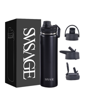 Bouteille d'eau isotherme en acier inoxydable de 12oz à 64oz, gourde sport à double paroi à large ouverture, personnalisable avec logo, réutilisable