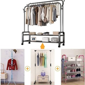 Nhiệm Vụ Nặng Nề Kim Loại Đa Chức Năng May Mặc <span class=keywords><strong>Rack</strong></span> 2-Lớp Duy Nhất Cực Với Lưu Trữ Kệ Đôi Tầng Cho Giày Dép Và Quần Áo - Product Image 4