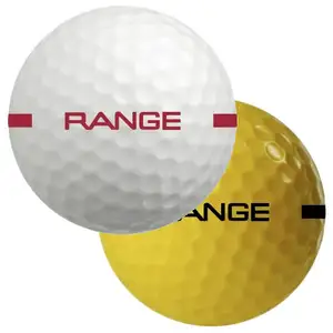 Bola de golfe com logotipo personalizado, bola de golfe barata em massa para prática de golfe, bola de golfe branca e amarela, 2 camadas