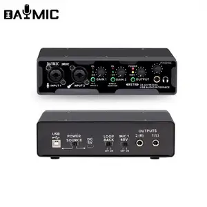 Fabbrica OEM DM202 pro studio registrazione scheda audio USB a 2 canali per livwstreaming stock di strumenti musicali all'ingrosso