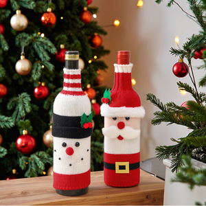 Decorazione natalizia 2025 bottiglia di vino di Babbo Natale Design a maglia per bottiglia di vino di natale decorazioni per le vacanze invernali - Product Image 1