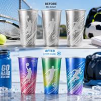 Gobelets personnalisés à changement de couleur 600 ml, tasses réutilisables en métal aluminium, gobelet à bière personnalisé pour la publicité