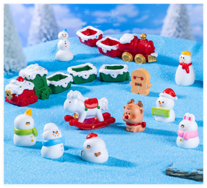 Figura de resina tren ciervo caballo mecedora muñeco de nieve Navidad recuerdo temático ornamento Mini escultura 3D pequeño juguete en miniatura al por mayor - Product Image 3