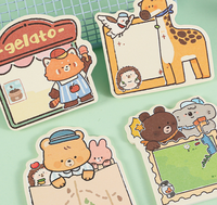 Adorables notes autocollantes animaux de dessin animé irréguliers, bloc-notes décoratif fait main Kawaii, autocollants mémo pour journal intime