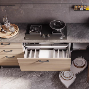 Meubles de cuisine modulaires modernes de luxe avec portes vitrées et accessoires de robinetterie/charnières, design personnalisable pour appartement - Product Image 2