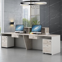 Bureau de réception commercial moderne et brillant pour 2 personnes, en surface solide, pour bureau, supermarché, hall d'hôtel - Chine