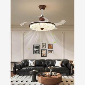 Ventilateur de plafond de style vintage avec lampe LED, montage encastré pour chambre à coucher, salle à manger, design de ventilateur invisible - Product Image 2