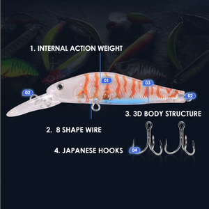 Leurre de pêche dur en ABS, leurre coulant type <span class=keywords><strong>Minnow</strong></span>, Crankbait, Jerkbait pour la pêche en eau salée, en rivière et en mer - Product Image 4