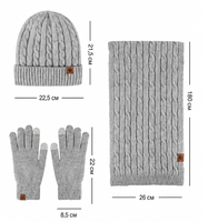 Ensemble trois pièces hiver tricoté chaud pour l'automne : bonnet, écharpe et gants, doublure épaisse coupe-vent pour la conduite