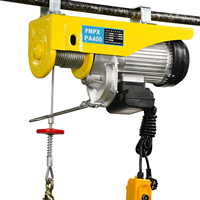 Mini palan électrique jaune, boîtier en aluminium, tambour à câble en acier, levier de frein manuel, palan à câble pour levage vertical en atelier