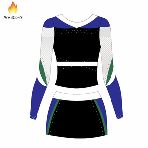 ชุดเชียร์ลีดเดอร์เด็กผู้หญิงชุดครอปท็อปและกระโปรงประดับพลอยเทียมดีไซน์ฟรี - Product Image 4