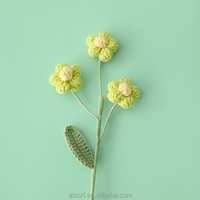 Bouquet de fleurs d'hibiscus en crochet tricoté à la main, 5 têtes, en coton durable, pour cadeau et décoration intérieure - Vente en gros