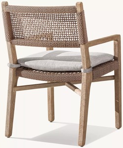 Fauteuil en teck massif résistant aux intempéries, design minimaliste tissé à la main pour l'extérieur, hôtel, parc, cour - Product Image 4