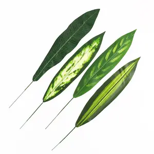 L06236 Wedding home party decor faux artificial abram tiger leaves artificial green leaf