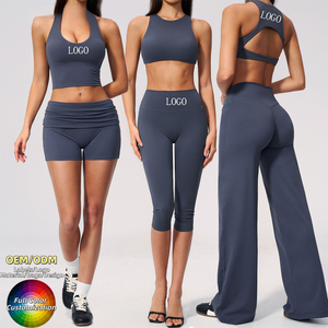 Custom Logo Gym Fitness <b>Flared</b> Sets Women Nylon Spandex <b>Yoga</b> Tank Top Sports <b>Yoga</b> <b>Leggings</b> Wide Leg Straight-leg Pants Set - Product Image 1