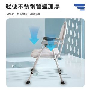 High Back <b>Commode</b> <b>Chair</b> With Seat Pad Foldable Portable Toilet <b>Chair</b> For Elderly Bathroom Safety Equipment - Product Image 5
