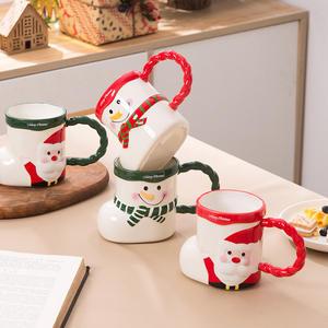 Tasse Père Noël Bonhomme de Neige, Tasse à Café Créative Peinte à la Main, Tasse en Céramique Domestique de Haute Qualité Esthétique - Product Image 3