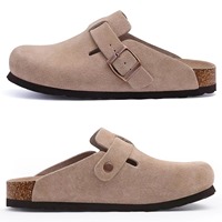 Dropshipping Shopify Fulfillment Agent 2025 Mode Cuir Semelle en liège Pantoufles Boucle Chaussures Patate Pour Femmes Extérieur