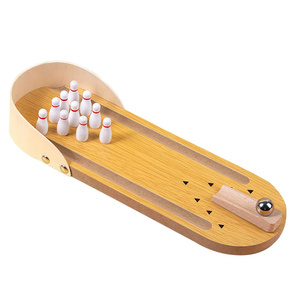 Mini <span class=keywords><strong>Bowling</strong></span> gioco da tavolo educativo giocattolo in legno per il tempo libero - Product Image 6