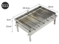 Barbecue au charbon de bois entièrement en acier inoxydable avec rotation automatique, 11 brochettes, moteur à vitesse variable et ventilateur électrique pour barbecue