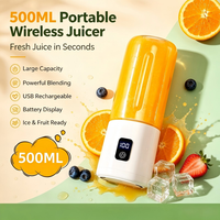 Mixeur-presse-agrumes portable rechargeable autonettoyant, mini mixeur électrique pour smoothies aux fruits, lames en acier inoxydable, corps transparent étanche, idéal pour camping-car