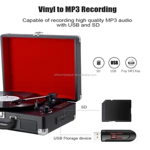 Retro Vinyl LP kỷ lục <span class=keywords><strong>USB</strong></span> SD gỗ <span class=keywords><strong>Turntable</strong></span> Máy nghe nhạc vali Vinyl Máy nghe nhạc - Product Image 3