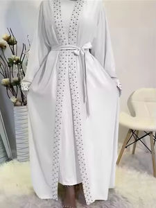 <span class=keywords><strong>Nisa</strong></span> modesto abito da donna in stile Abaya tinta unita Muslim Maxi abito con Cardigan interno cintura seguendo le linee guida tradizionali - Product Image 5