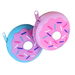 2023 새로운 캔디 컬러 미니 귀여운 도넛 가방 모양 키 체인 지피 제로 지갑 도매 실리콘 동전 지갑 - Product Image 1