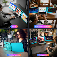 Monitor Portabel Tiga Layar Berbahan Aluminium, 360 °   Ekstensi Layar Tiga Lipat, Sesuai Standar RoHS