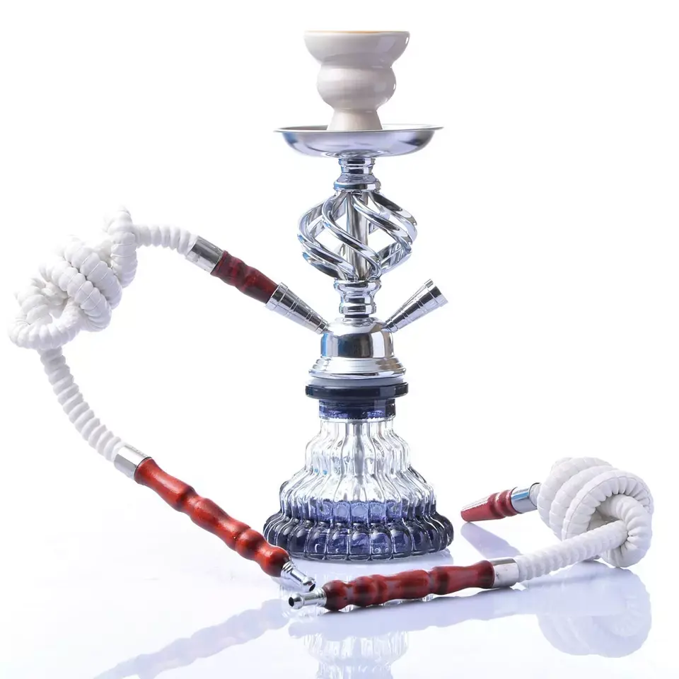 Cachimba de acrílico portátil de alta calidad, conjunto completo de hookah shisha de plata con 2 mangueras, gran oferta