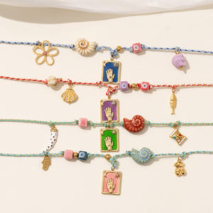 Kalung mata jahat kulit tali warna-warni antik kalung Tarot manik-manik tangan <span class=keywords><strong>Hamsa</strong></span> gaya Boho untuk wanita - Product Image 5