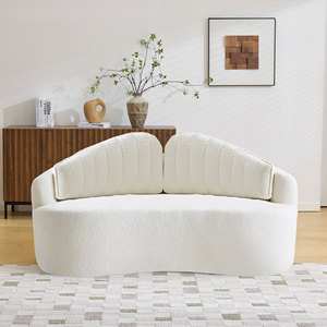 Curved Convertible Two-seater <b>Sofa</b> Fully Compressed Design for Living Room & <b>Hotel</b> Use Adjustable Height Removable Backrest - Product Image 2
