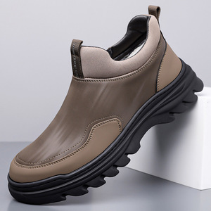 Bottes d'hiver pour hommes, bottines à bout rond, tige synthétique, doublure en fourrure, semelle extérieure en caoutchouc antidérapante, semelle intermédiaire en EVA chaude - Product Image 1