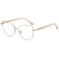 Monture de lunettes œil-de-chat en métal pour femme, branches en acétate, monture optique tendance pour verres correcteurs, lunettes anti-lumière bleue
