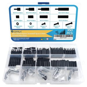 Comrun M2.5 Black Nylon Standoff <b>Spacer</b> With Screws Hex Nuts 350Pcs For PCB Assembly - Product Image 1