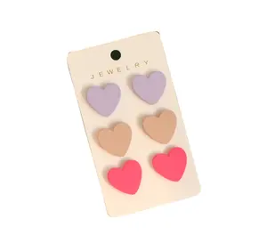 GC220801-pendientes de arcilla polimérica para mujer, arete con forma de corazón de Japón y Corea del Sur, macarrón, corazón acrílico, para San Valentín