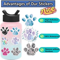 Paquete de 50 Pegatinas Decorativas Impermeables con Diseño de Huellas de Perro para Niños, para Laptop, Botella, Cuaderno, Patineta, Equipaje