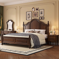 Lit de chambre à coucher de style américain de luxe, lit double en bois massif de style européen de haute qualité, lit de mariage, moderne et personnalisable