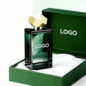 Custom Luxury Gradient Green Glass Perfume Bottle With Golden Accents & <b>Gift</b> <b>Box</b> Ideal for 50ml Premium Fragrance Packaging - Product Image 2