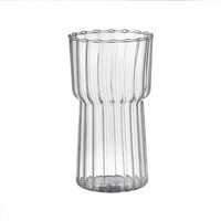 Tasses en verre borosilicate transparent rayé de haute qualité pour café, lait et jus – Fabrication usine