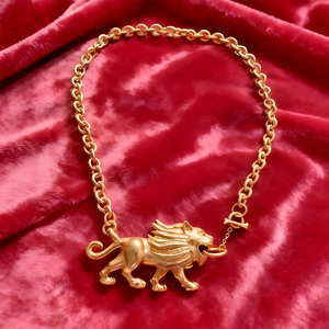 Schiaparelli perhiasan tidak pudar kuningan 18k berlapis emas Leo dari konstelasi liontin mode kalung kustom perhiasan - Product Image 1