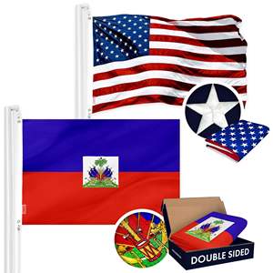 Pack Combo Db Drapeaux Américains et Haïtiens 3x5 pieds en Polyester 210D Brodé pour Intérieur et Extérieur, Emballage Rectangulaire en Boîte - Product Image 1