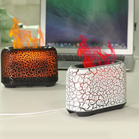 Diffuseur d'aromathérapie 3D Flamme 150ml, Design Créatif Verre Craquelé, Lumières USB à Changement de Couleur, Mini Flamme Silencieuse pour la Maison