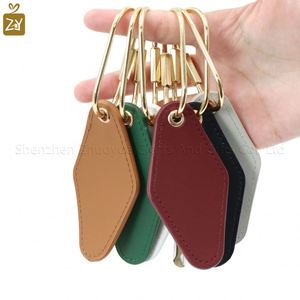 พวงกุญแจหนัง PU สีดำรูปทรงเพชรแบบวินเทจ YY Wholesale พร้อมห่วงกุญแจรูปวงรีทองเหลือง ของขวัญสุดหรู ที่ใส่กุญแจรถ - Product Image 3